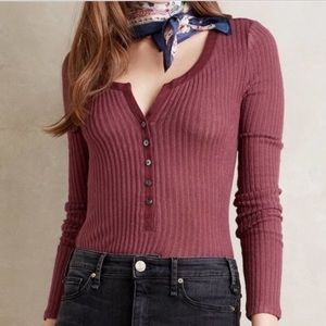 Anthropologie Postcard ribbed maroon henley